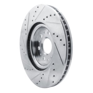 Buick Enclave Brake Rotor (1) - Front Right - R1 Concepts - Drilled & Slotted - Silver - `17-`25